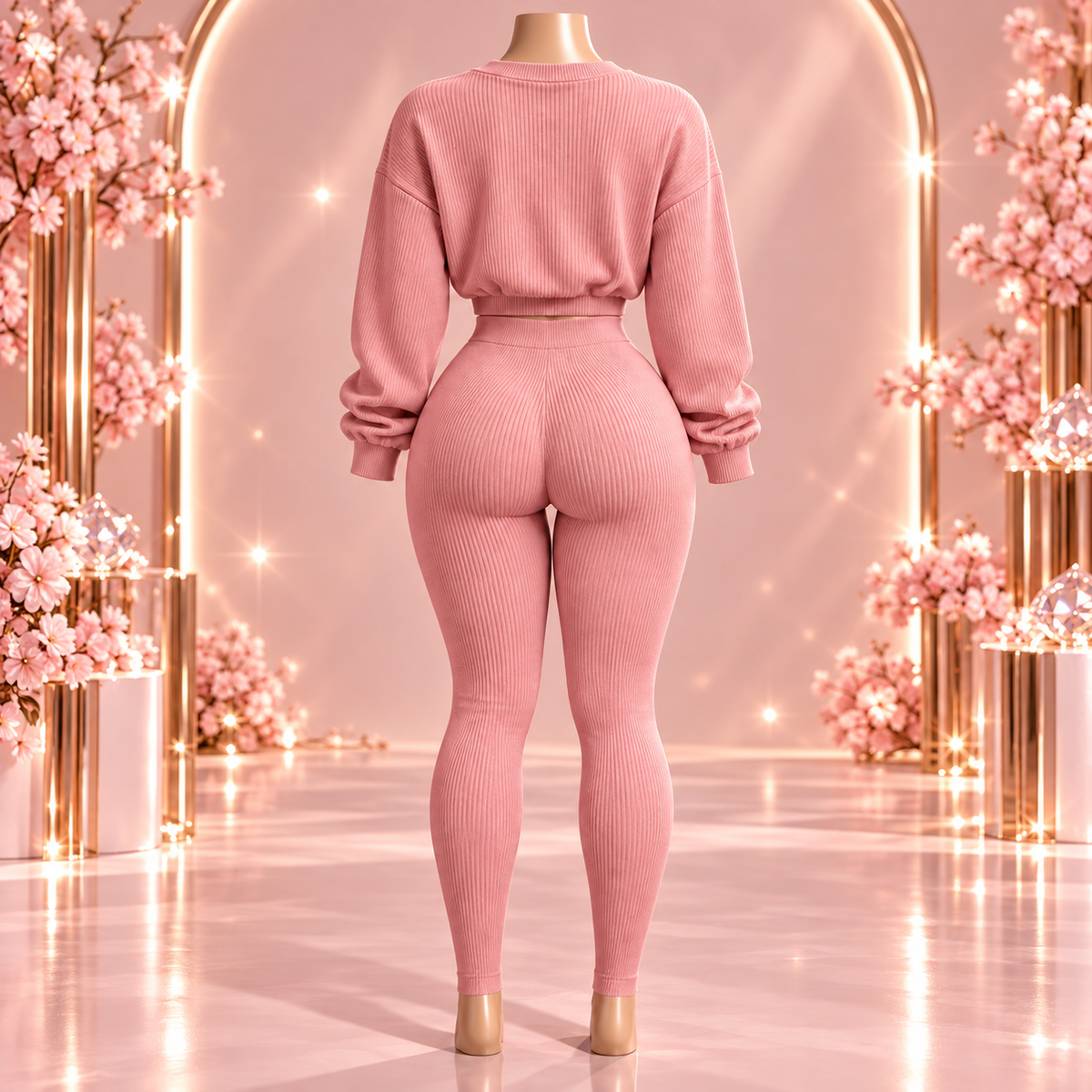 Blush Heart Ribbed Lounge Set