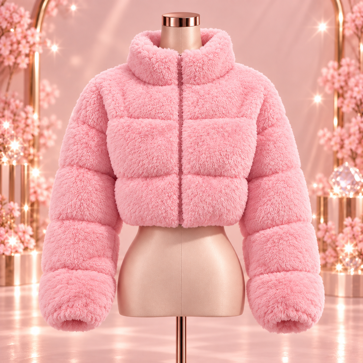 Soft Girl Faux Fur Cropped Jacke