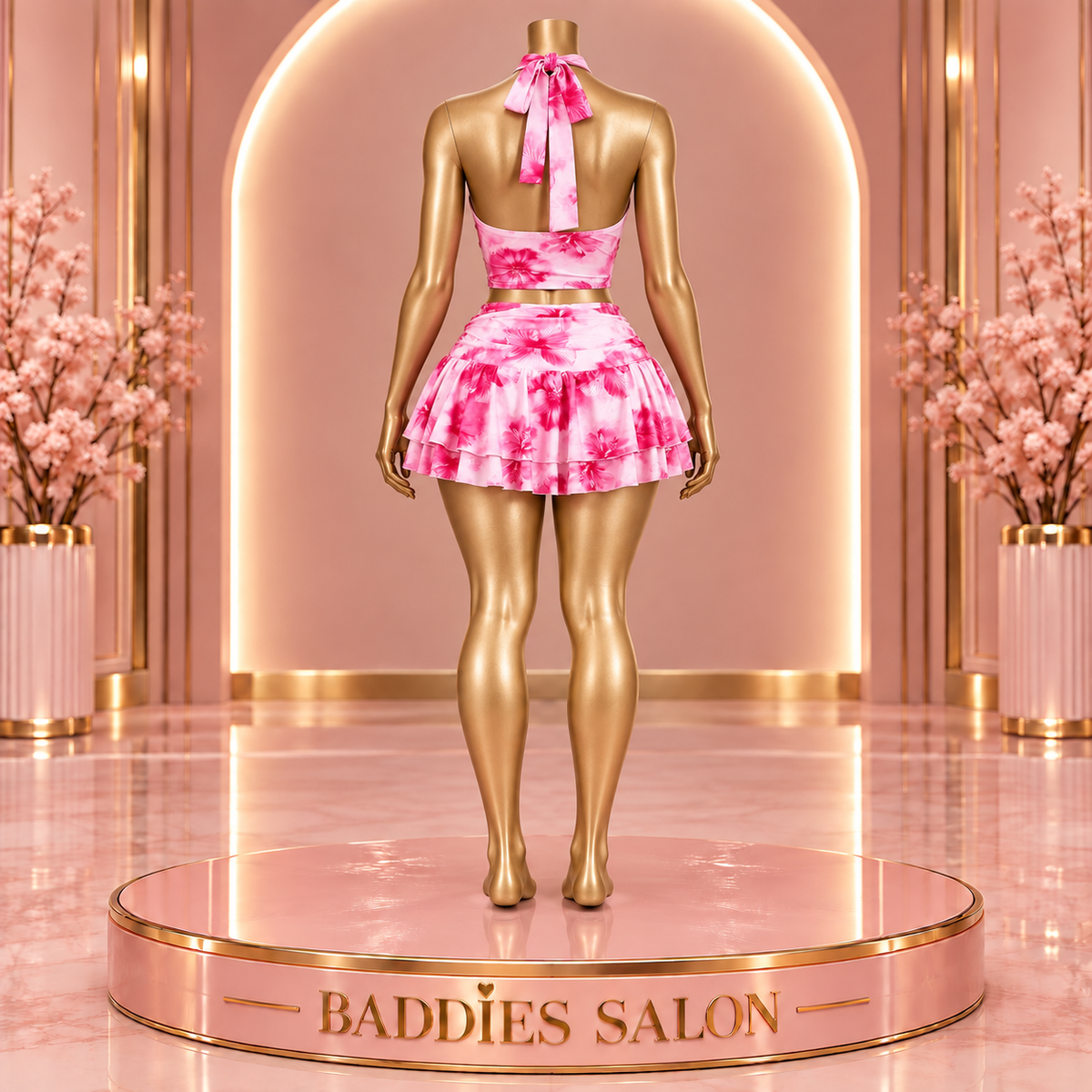 Baddie Blossom – Floral Halter & Mini Skirt Set