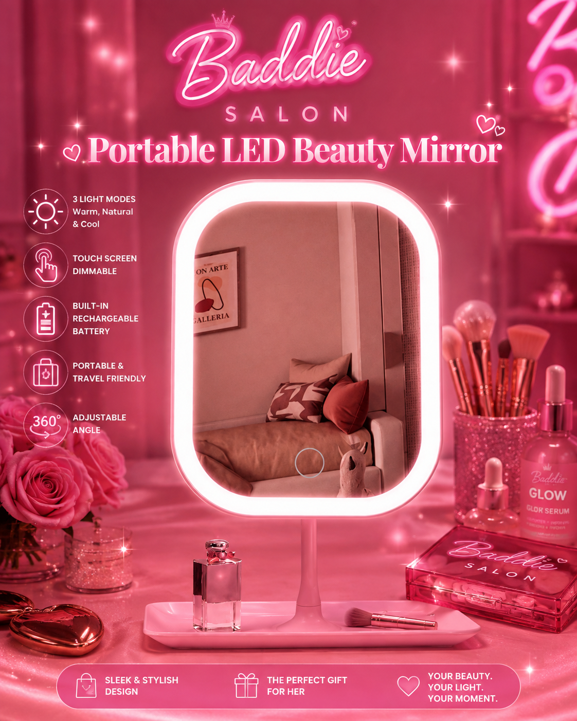 Portable LED Beauty Mirror