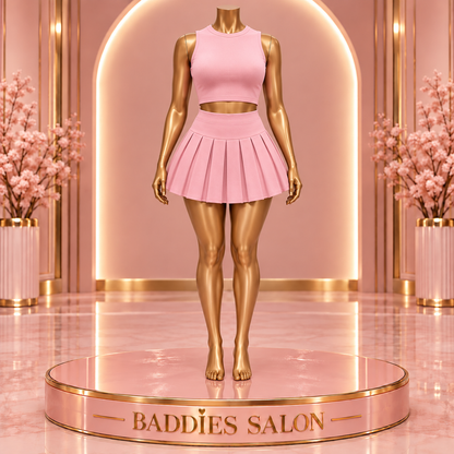 Pretty in Pink – Pleated Mini Skirt Set