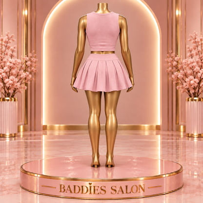Pretty in Pink – Pleated Mini Skirt Set