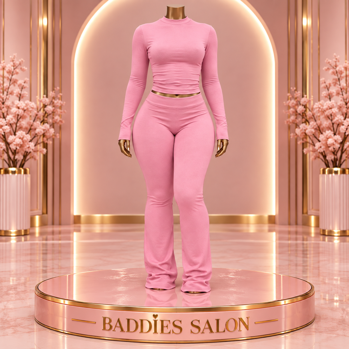 The Pretty in Pink Set pink women's outfit on Baddies Salon mannequin